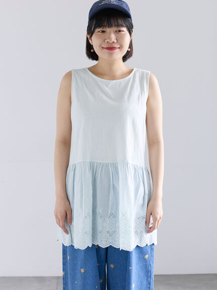 《新色追加》裾スカラップレースノースリーブインナー（オフホワイト/ブラック/ダークブラウン/ブルー）｜Samansa Mos2（サマンサ モスモス）通販