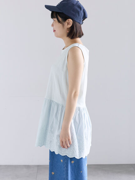 《新色追加》裾スカラップレースノースリーブインナー（オフホワイト/ブラック/ダークブラウン/ブルー）｜Samansa Mos2（サマンサ モスモス）通販