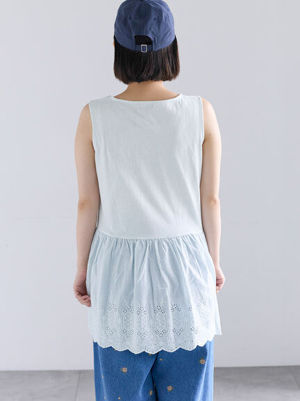 《新色追加》裾スカラップレースノースリーブインナー（オフホワイト/ブラック/ダークブラウン/ブルー）｜Samansa Mos2（サマンサ モスモス）通販