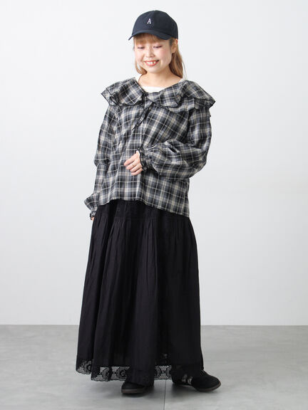 フリル襟ブラウス（オフホワイト/ブラック/ブルー）｜Samansa Mos2（サマンサ モスモス）通販