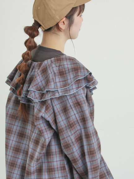 フリル襟ブラウス（オフホワイト/ブラック/ブルー）｜Samansa Mos2（サマンサ モスモス）通販