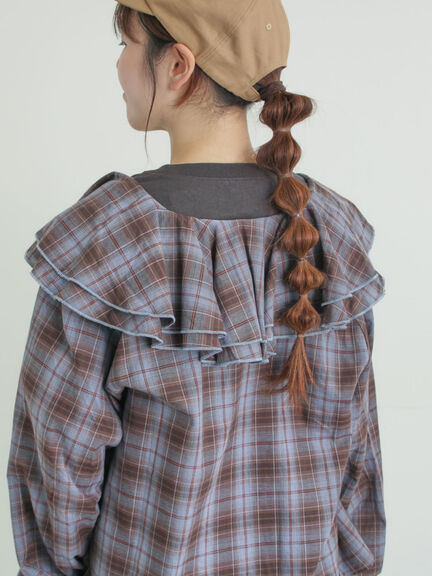 フリル襟ブラウス（オフホワイト/ブラック/ブルー）｜Samansa Mos2（サマンサ モスモス）通販