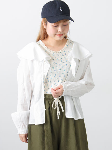 フリル襟ブラウス（オフホワイト/ブラック/ブルー）｜Samansa Mos2（サマンサ モスモス）通販