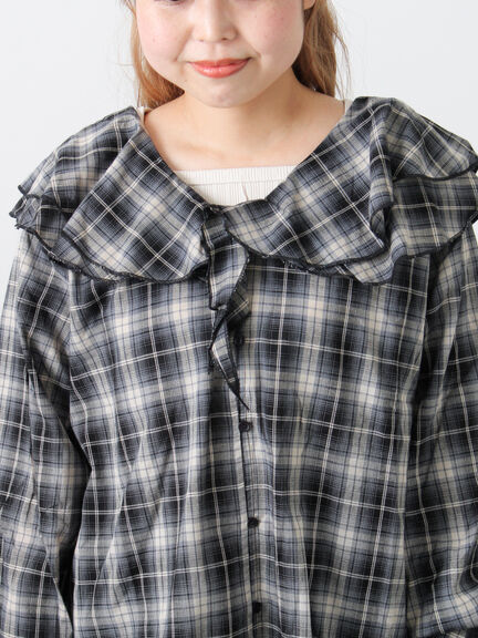 フリル襟ブラウス（オフホワイト/ブラック/ブルー）｜Samansa Mos2（サマンサ モスモス）通販