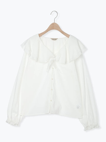 フリル襟ブラウス（オフホワイト/ブラック/ブルー）｜Samansa Mos2（サマンサ モスモス）通販