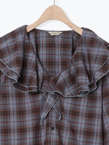 フリル襟ブラウス（オフホワイト/ブラック/ブルー）｜Samansa Mos2（サマンサ モスモス）通販