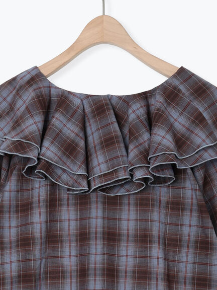 フリル襟ブラウス（オフホワイト/ブラック/ブルー）｜Samansa Mos2（サマンサ モスモス）通販