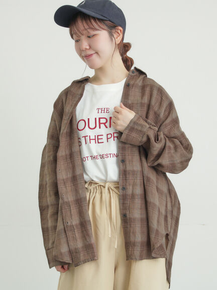 リネンシャツ（オフホワイト/ベージュ/ストライプ/チェック）｜Samansa Mos2（サマンサ モスモス）通販