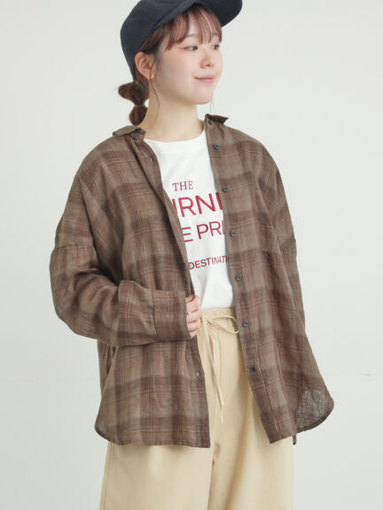 リネンシャツ（オフホワイト/ベージュ/ストライプ/チェック）｜Samansa Mos2（サマンサ モスモス）通販