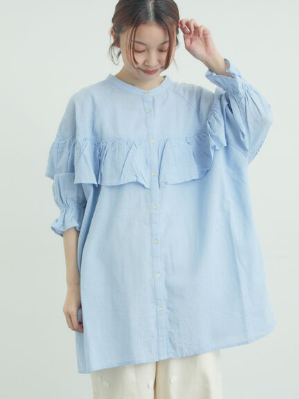 切替フリルチュニック（オフホワイト/ブラック/ブルー）｜Samansa Mos2（サマンサ モスモス）通販