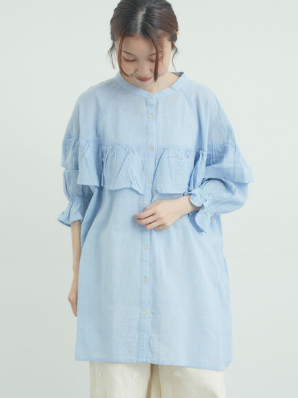 切替フリルチュニック（オフホワイト/ブラック/ブルー）｜Samansa Mos2（サマンサ モスモス）通販