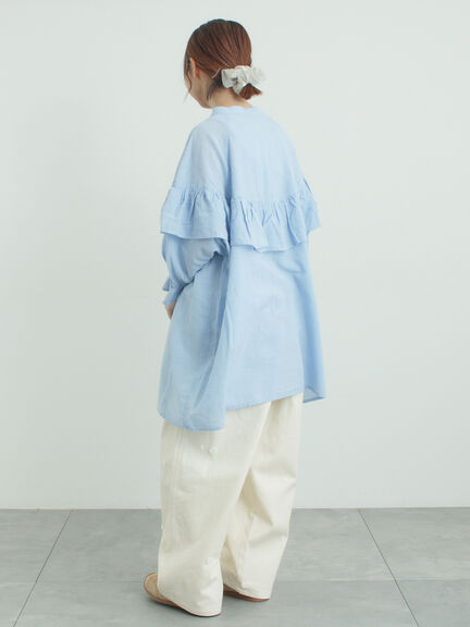 切替フリルチュニック（オフホワイト/ブラック/ブルー）｜Samansa Mos2（サマンサ モスモス）通販