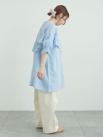 切替フリルチュニック（オフホワイト/ブラック/ブルー）｜Samansa Mos2（サマンサ モスモス）通販