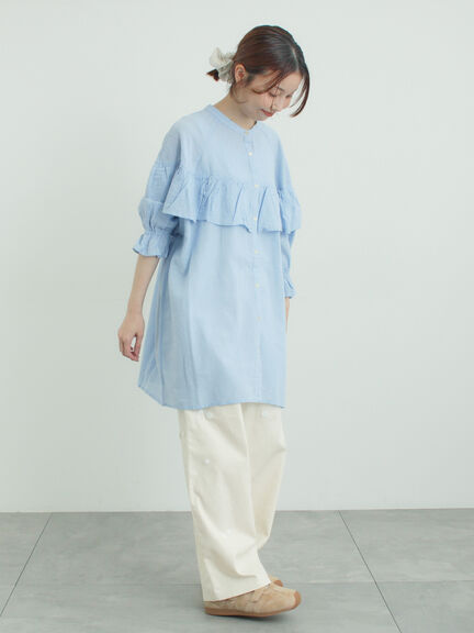 切替フリルチュニック（オフホワイト/ブラック/ブルー）｜Samansa Mos2（サマンサ モスモス）通販