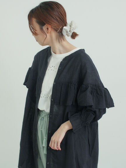 切替フリルチュニック（オフホワイト/ブラック/ブルー）｜Samansa Mos2（サマンサ モスモス）通販