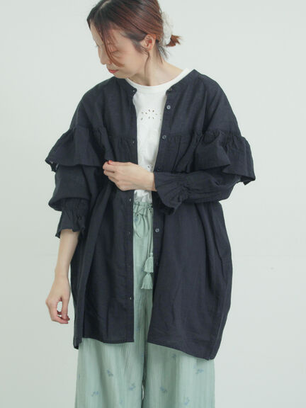 切替フリルチュニック（オフホワイト/ブラック/ブルー）｜Samansa Mos2（サマンサ モスモス）通販