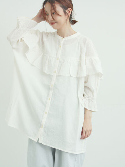 切替フリルチュニック（オフホワイト/ブラック/ブルー）｜Samansa Mos2（サマンサ モスモス）通販