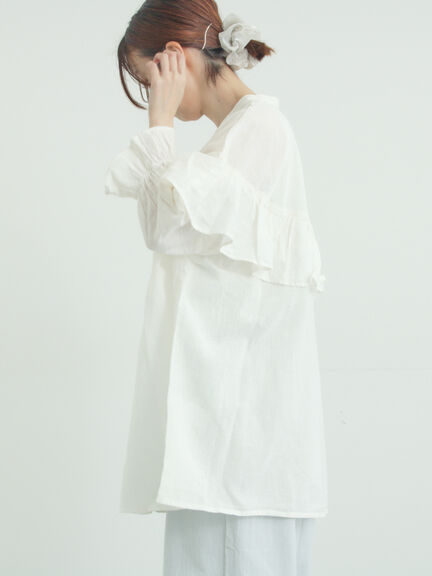 切替フリルチュニック（オフホワイト/ブラック/ブルー）｜Samansa Mos2（サマンサ モスモス）通販