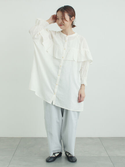 切替フリルチュニック（オフホワイト/ブラック/ブルー）｜Samansa Mos2（サマンサ モスモス）通販