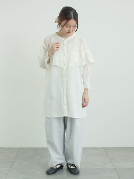 切替フリルチュニック（オフホワイト/ブラック/ブルー）｜Samansa Mos2（サマンサ モスモス）通販