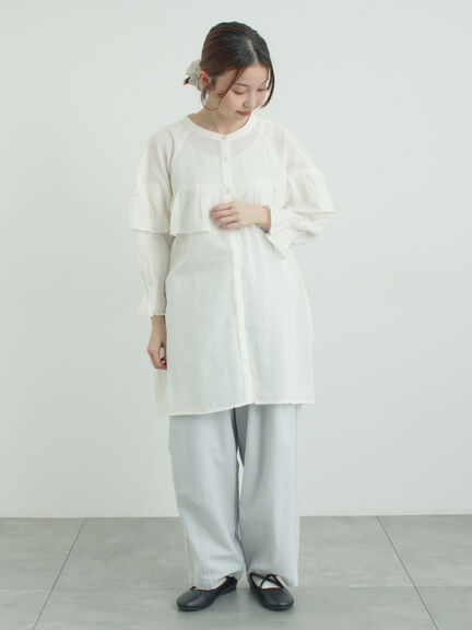 切替フリルチュニック（オフホワイト/ブラック/ブルー）｜Samansa Mos2（サマンサ モスモス）通販