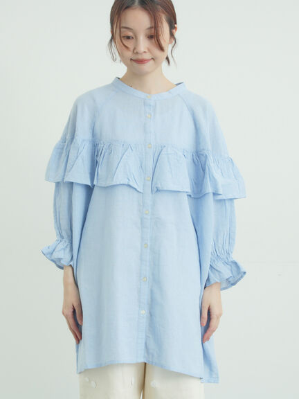 切替フリルチュニック（オフホワイト/ブラック/ブルー）｜Samansa Mos2（サマンサ モスモス）通販