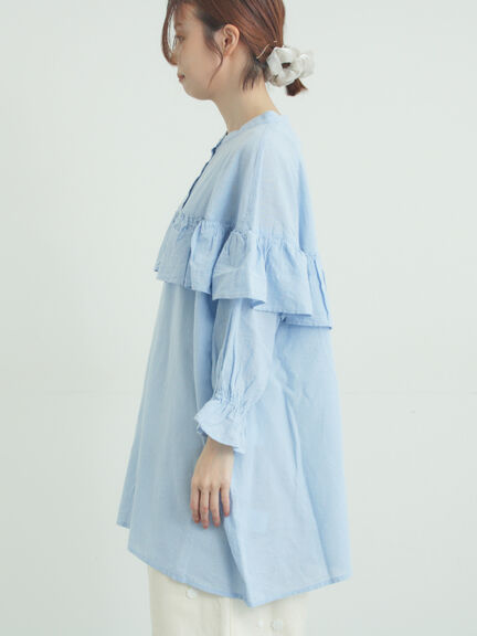 切替フリルチュニック（オフホワイト/ブラック/ブルー）｜Samansa Mos2（サマンサ モスモス）通販