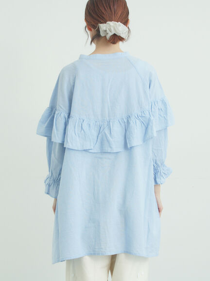 切替フリルチュニック（オフホワイト/ブラック/ブルー）｜Samansa Mos2（サマンサ モスモス）通販