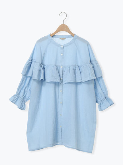 切替フリルチュニック（オフホワイト/ブラック/ブルー）｜Samansa Mos2（サマンサ モスモス）通販