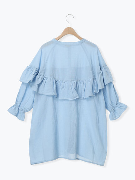 切替フリルチュニック（オフホワイト/ブラック/ブルー）｜Samansa Mos2（サマンサ モスモス）通販