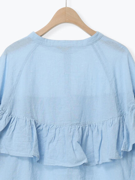 切替フリルチュニック（オフホワイト/ブラック/ブルー）｜Samansa Mos2（サマンサ モスモス）通販