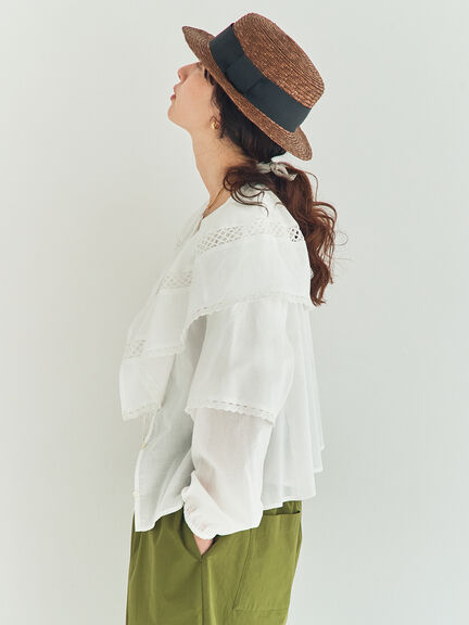 レースボレロブラウス（オフホワイト/ブラック/キナリ）｜Samansa Mos2（サマンサ モスモス）通販