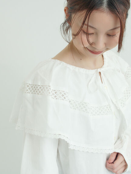 レースボレロブラウス（オフホワイト/ブラック/キナリ）｜Samansa Mos2（サマンサ モスモス）通販