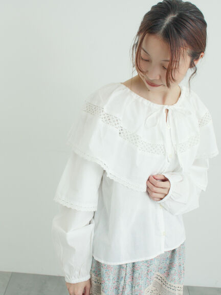 レースボレロブラウス（オフホワイト/ブラック/キナリ）｜Samansa Mos2（サマンサ モスモス）通販