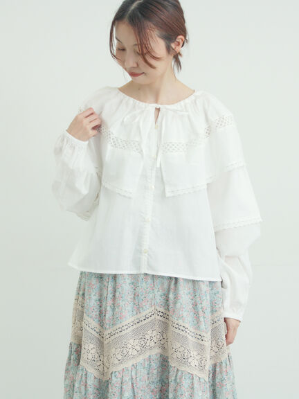 レースボレロブラウス（オフホワイト/ブラック/キナリ）｜Samansa Mos2（サマンサ モスモス）通販
