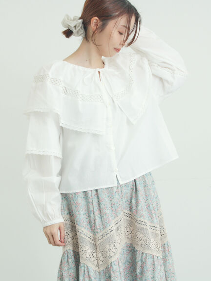 レースボレロブラウス（オフホワイト/ブラック/キナリ）｜Samansa Mos2（サマンサ モスモス）通販