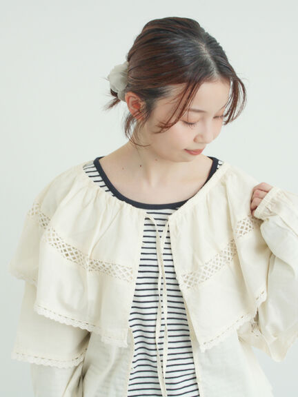 レースボレロブラウス（オフホワイト/ブラック/キナリ）｜Samansa Mos2（サマンサ モスモス）通販