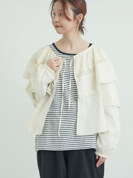 レースボレロブラウス（オフホワイト/ブラック/キナリ）｜Samansa Mos2（サマンサ モスモス）通販