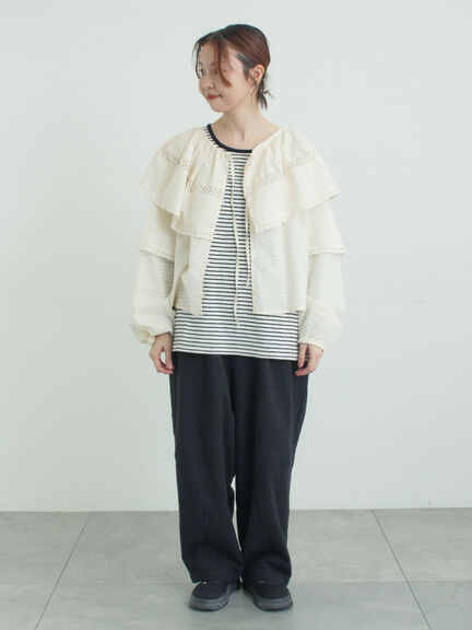 レースボレロブラウス（オフホワイト/ブラック/キナリ）｜Samansa Mos2（サマンサ モスモス）通販
