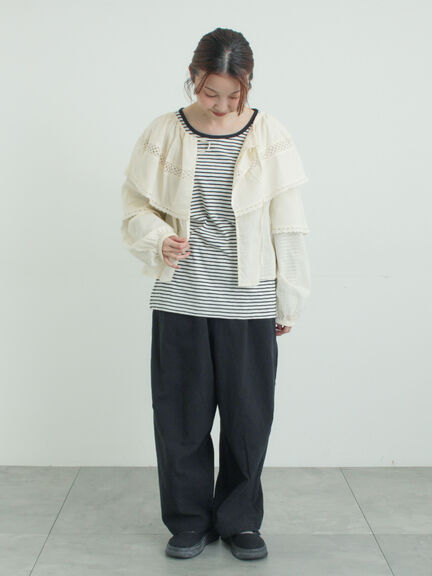 レースボレロブラウス（オフホワイト/ブラック/キナリ）｜Samansa Mos2（サマンサ モスモス）通販