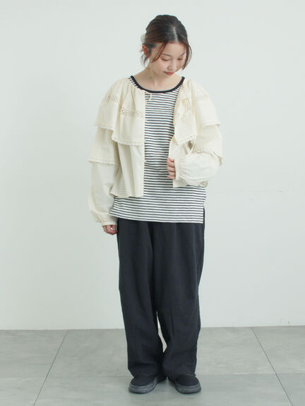 レースボレロブラウス（オフホワイト/ブラック/キナリ）｜Samansa Mos2（サマンサ モスモス）通販