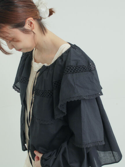 レースボレロブラウス（オフホワイト/ブラック/キナリ）｜Samansa Mos2（サマンサ モスモス）通販