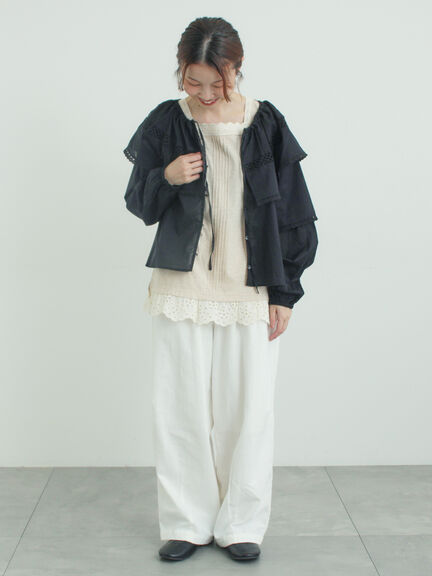 レースボレロブラウス（オフホワイト/ブラック/キナリ）｜Samansa Mos2（サマンサ モスモス）通販