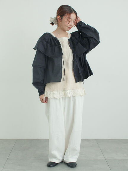 レースボレロブラウス（オフホワイト/ブラック/キナリ）｜Samansa Mos2（サマンサ モスモス）通販