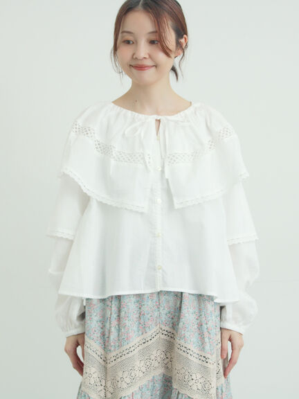 レースボレロブラウス（オフホワイト/ブラック/キナリ）｜Samansa Mos2（サマンサ モスモス）通販