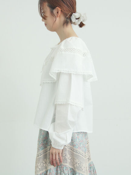 レースボレロブラウス（オフホワイト/ブラック/キナリ）｜Samansa Mos2（サマンサ モスモス）通販