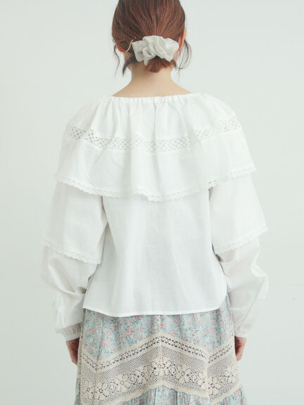 レースボレロブラウス（オフホワイト/ブラック/キナリ）｜Samansa Mos2（サマンサ モスモス）通販