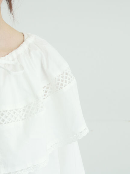 レースボレロブラウス（オフホワイト/ブラック/キナリ）｜Samansa Mos2（サマンサ モスモス）通販