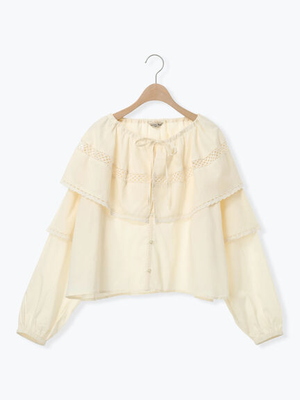 レースボレロブラウス（オフホワイト/ブラック/キナリ）｜Samansa Mos2（サマンサ モスモス）通販