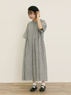 立川店/EC限定】リネンフラップコートワンピース（ネイビー/キナリ
